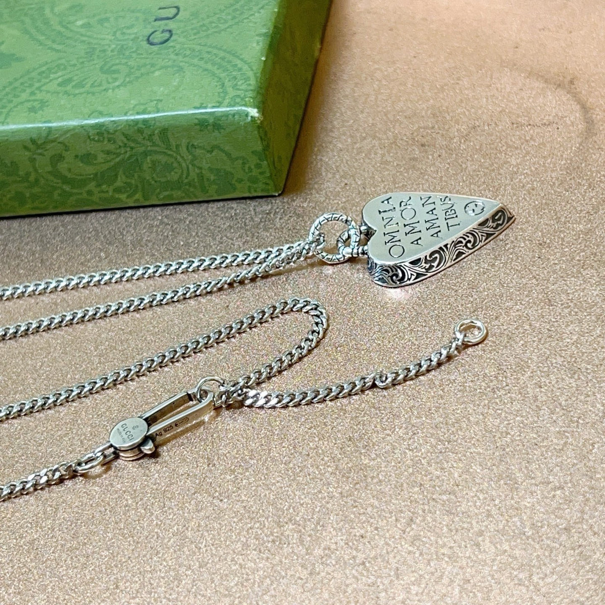 Double-G Emblem Pendant Necklace in Polished Metal-Tone – Design 130 main product view