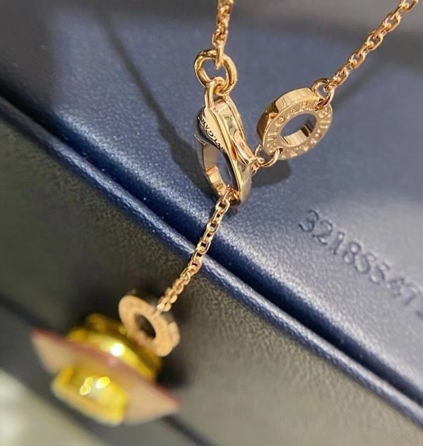 Geometric Emblem Pendant Necklace in Rose-Gold-Tone – Rose Gold Detail – Design 007 front product view