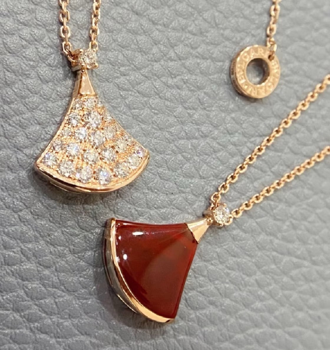 Geometric Emblem Pendant Necklace in Rose-Gold-Tone – Rose Gold Detail – Design 007 styled product view