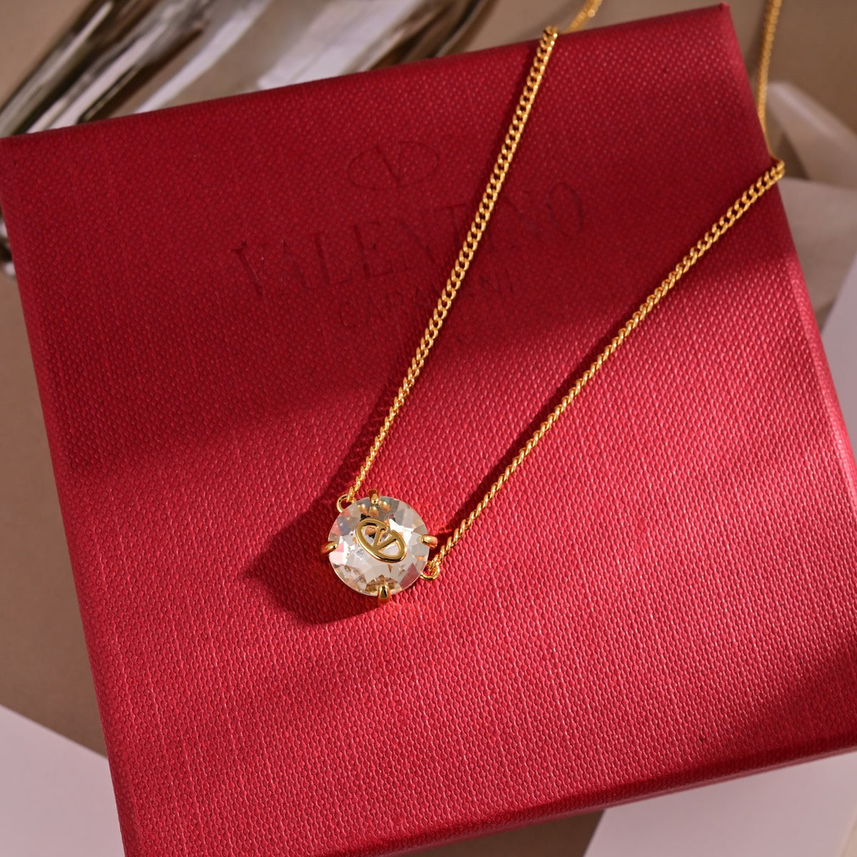 Signature Emblem Pendant Necklace in Polished Metal-Tone – Design 08 main product view