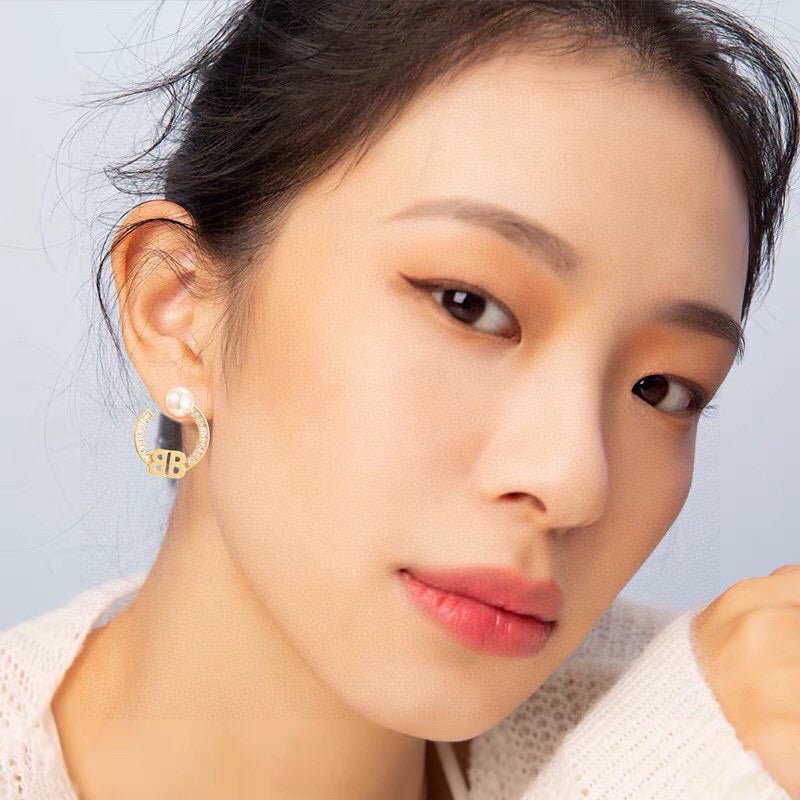 Ring Motif Statement Earrings in Gold-Tone – Design 006 front product view
