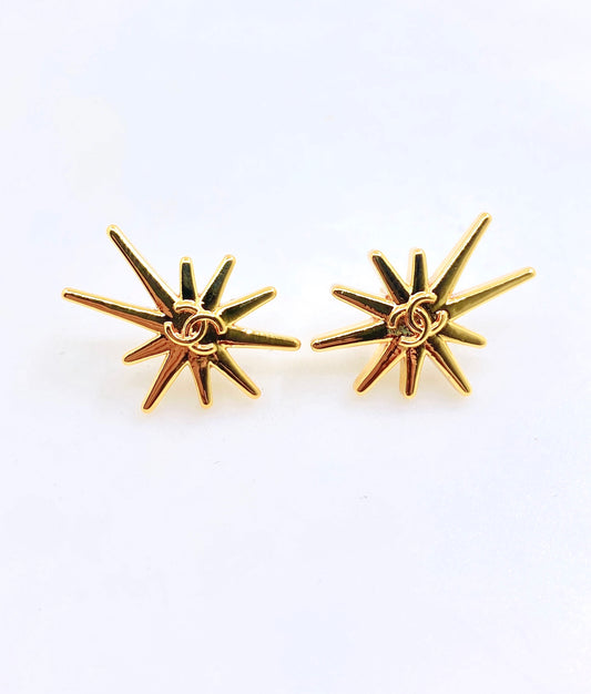 Signature Emblem Stud Earrings in Gold-Tone – Design 053 main product view
