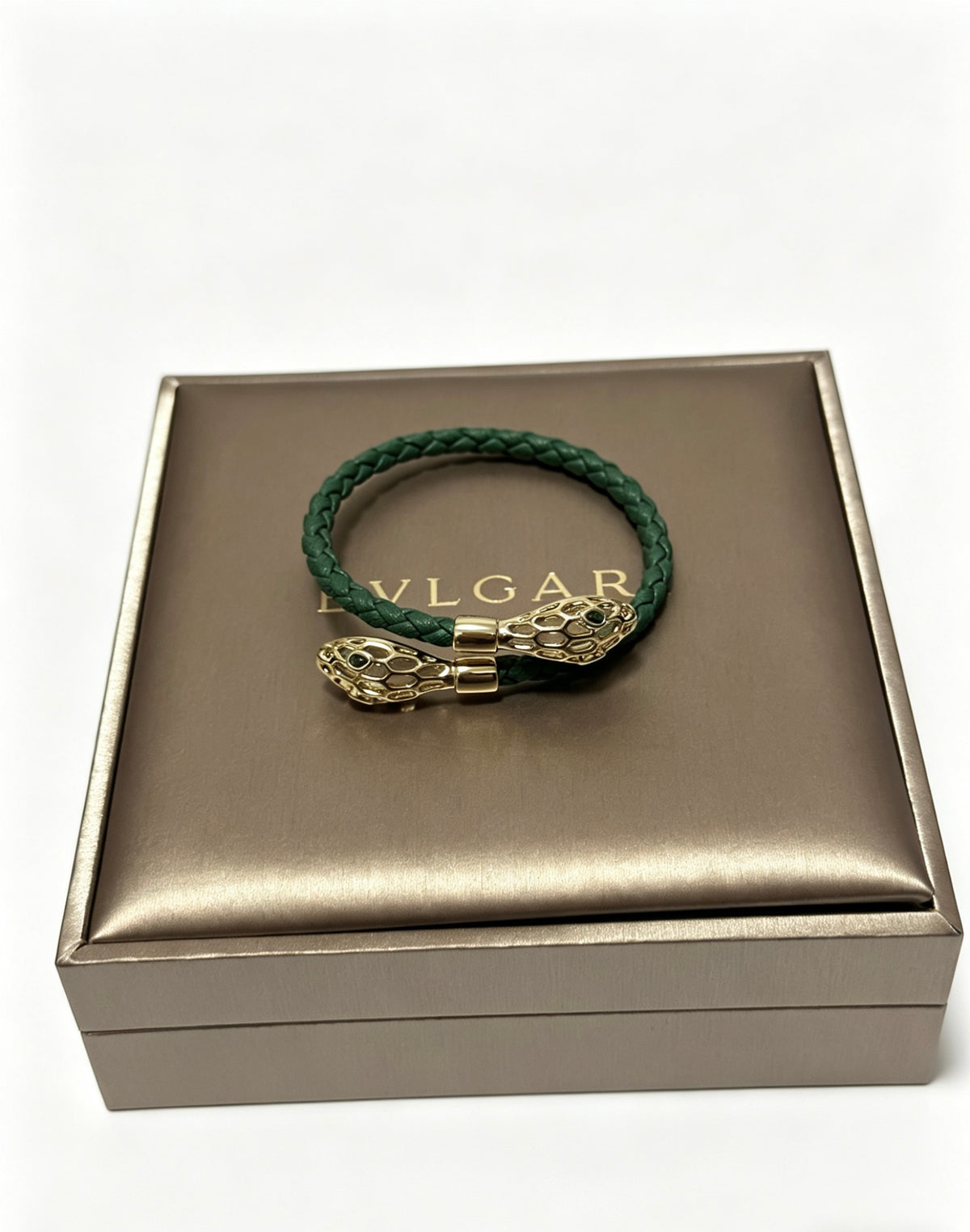 Geometric Emblem Braided Bracelet in Polished Metal-Tone – Design 012 front product view