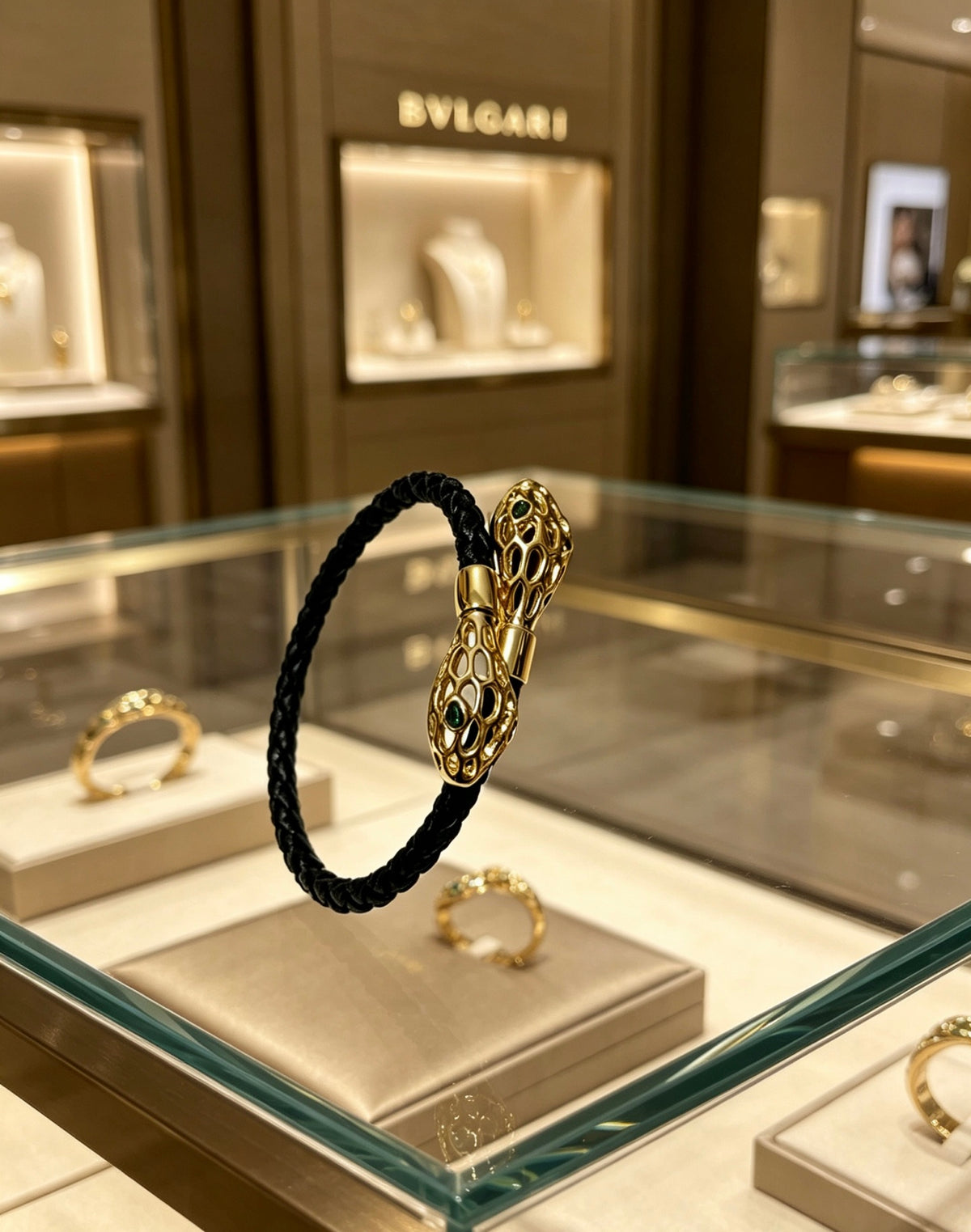 Geometric Emblem Braided Bracelet in Polished Metal-Tone – Design 010 main product view