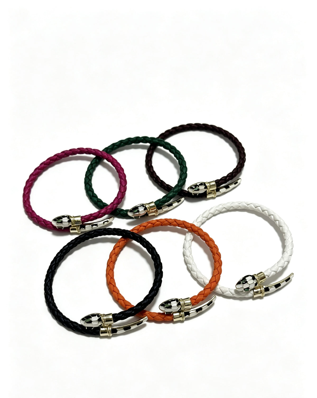 Geometric Emblem Braided Bracelet in Polished Metal-Tone – Design 002 side detail