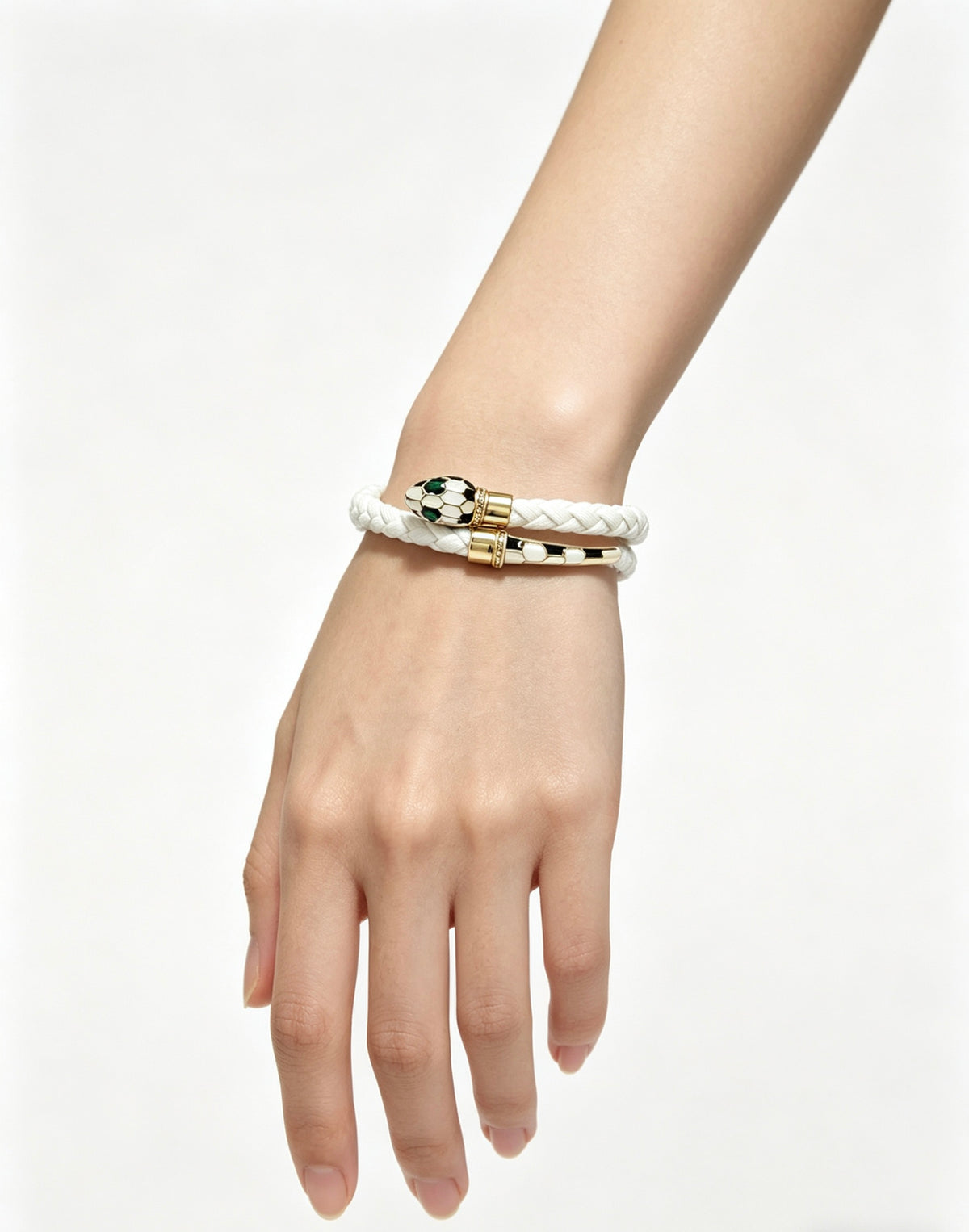 Geometric Emblem Braided Bracelet in Polished Metal-Tone – Design 005 styled product view