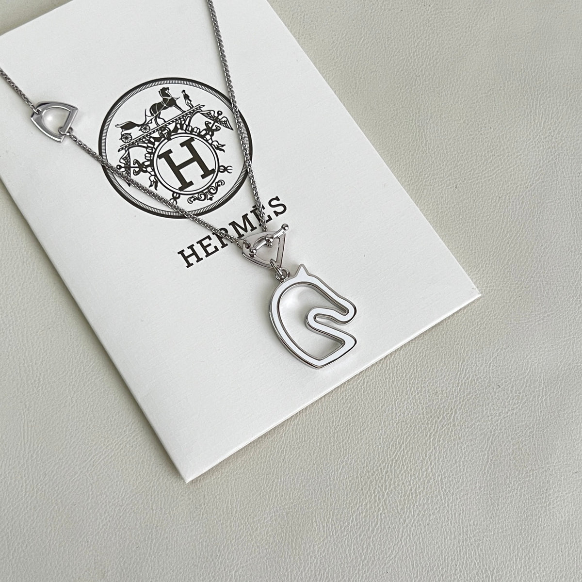 Horse Pendant Necklace in Polished Metal-Tone – Design 028 main product view