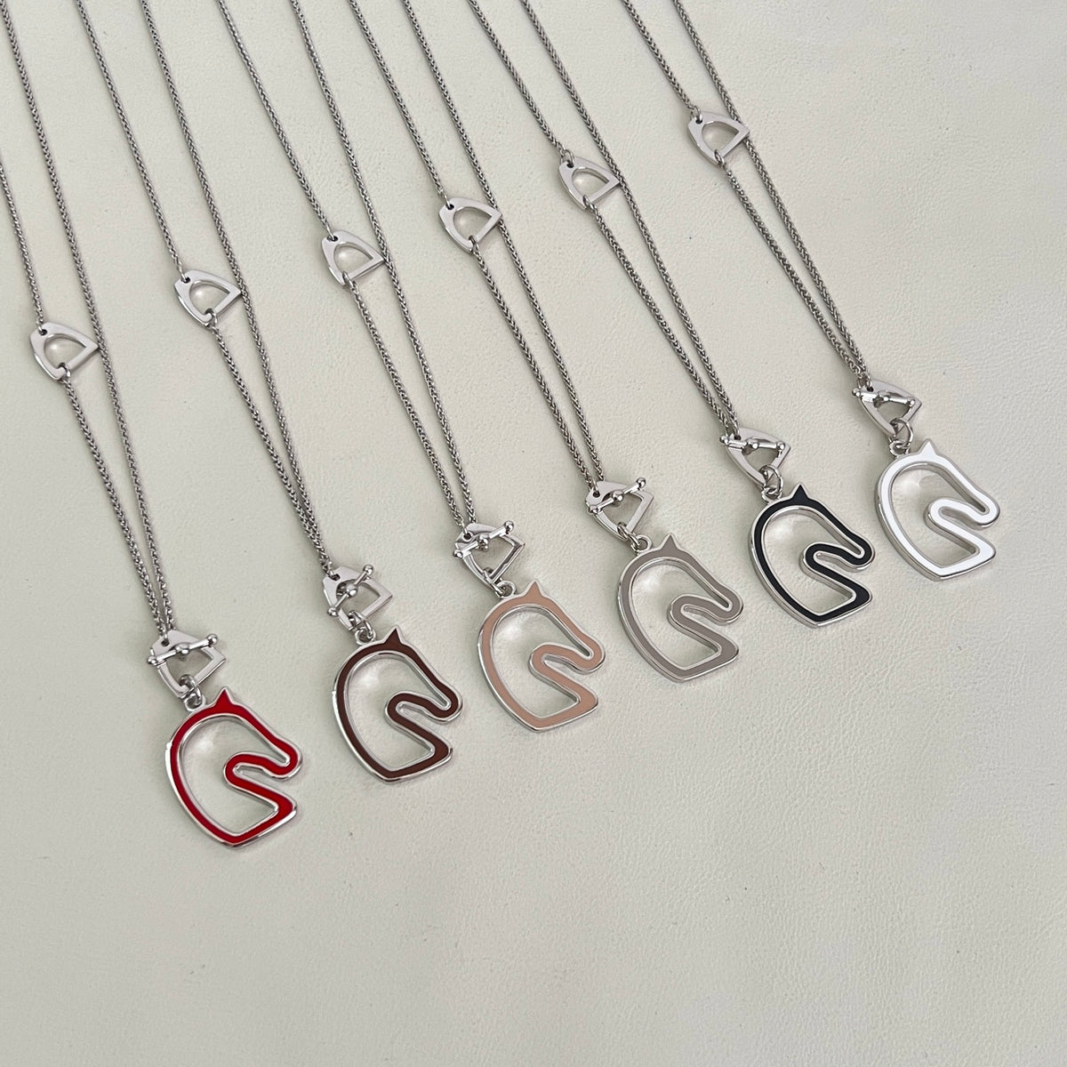 Horse Pendant Necklace in Polished Metal-Tone – Design 030 main product view