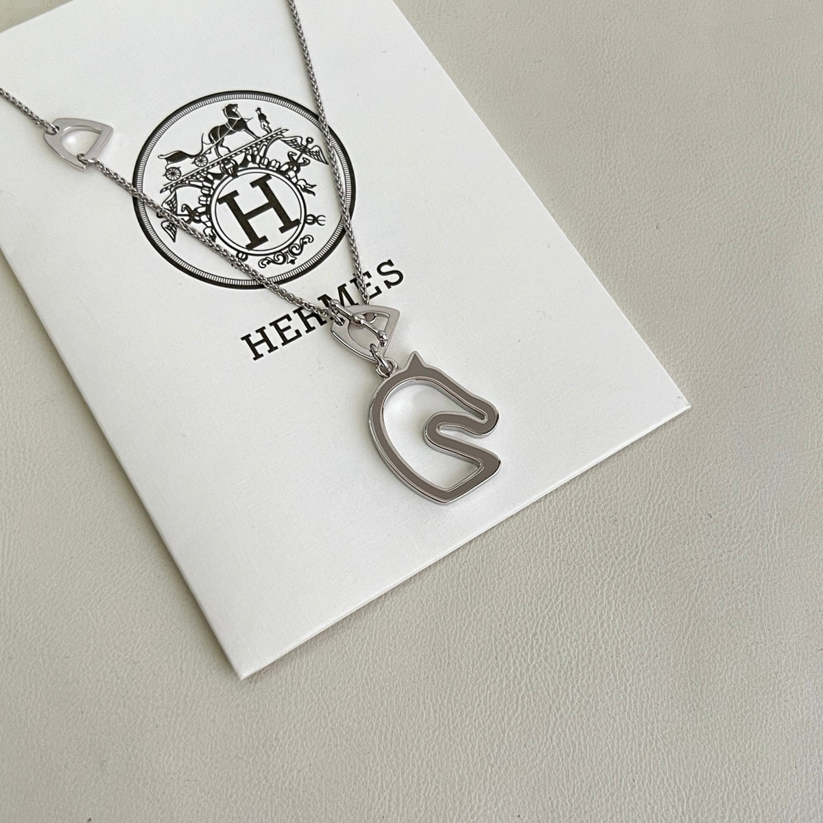 Horse Pendant Necklace in Polished Metal-Tone – Design 028 styled product view