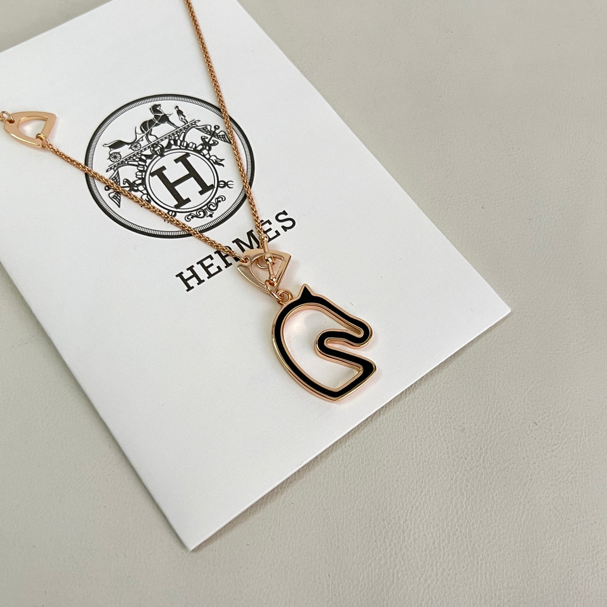Horse Pendant Necklace in Polished Metal-Tone – Design 027 front product view