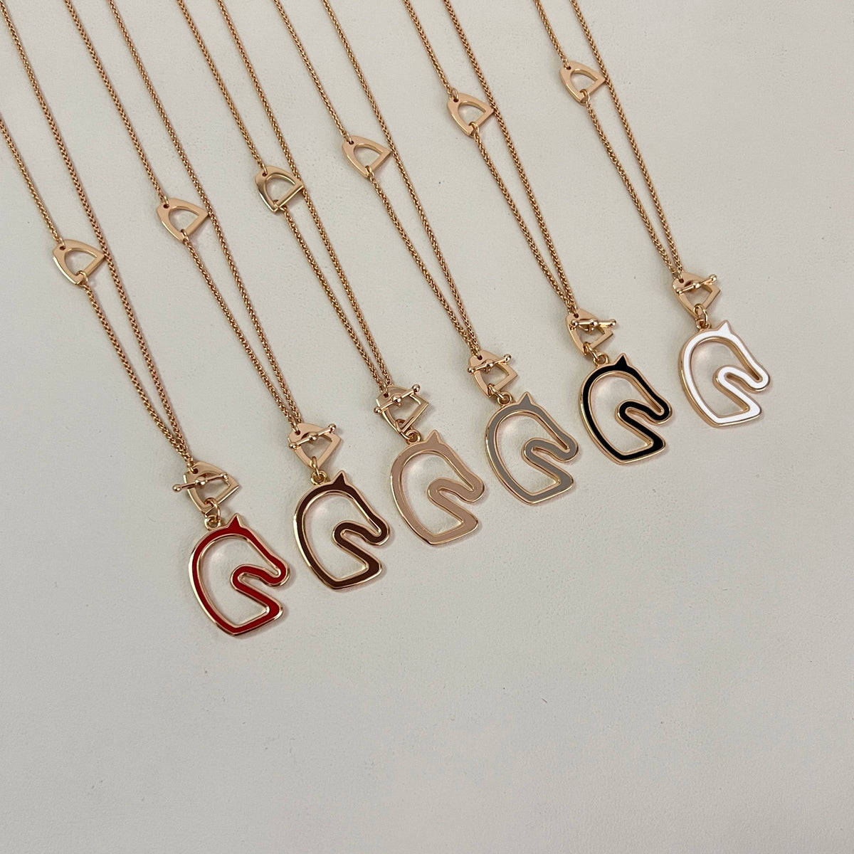 Horse Pendant Necklace in Polished Metal-Tone – Design 031 main product view
