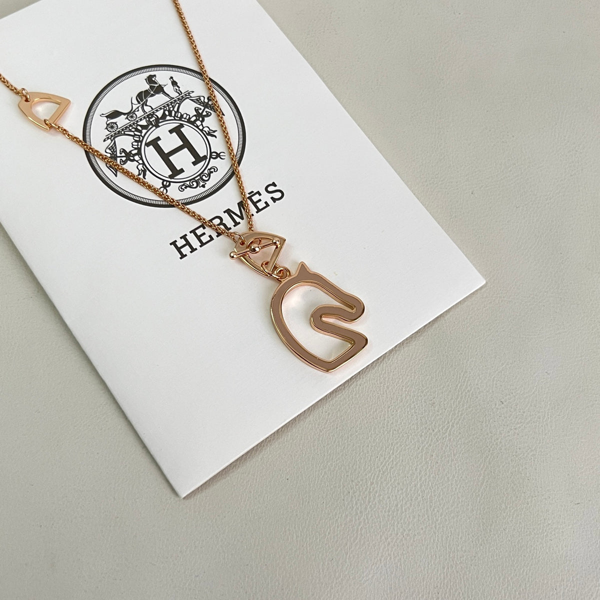 Horse Pendant Necklace in Polished Metal-Tone – Design 027 side detail
