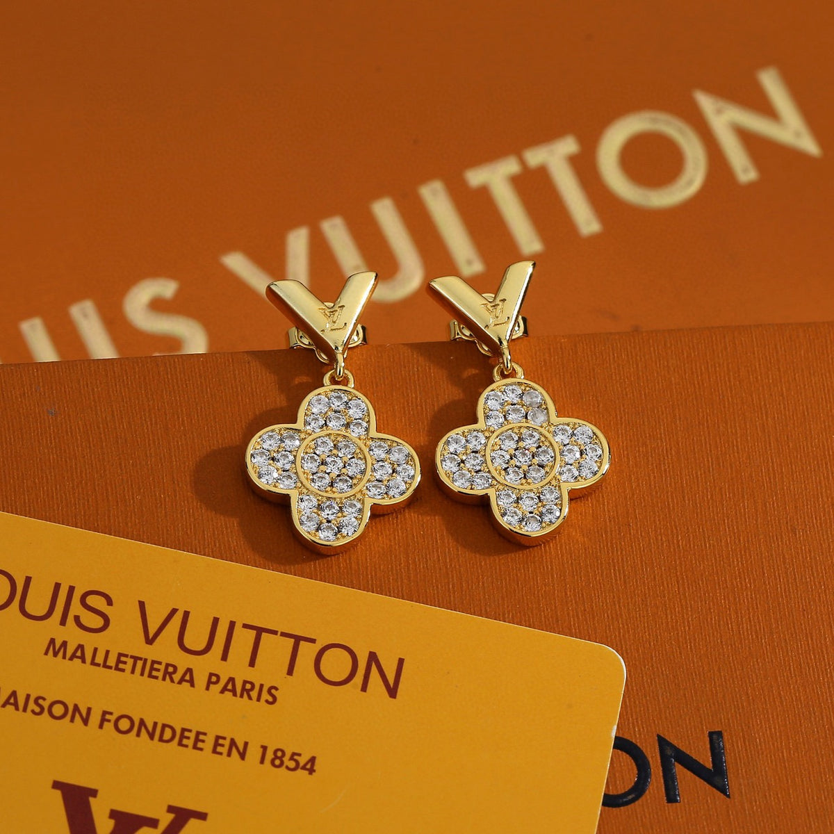 Geometric Emblem Stud Earrings in Polished Metal-Tone – Design 028 main product view