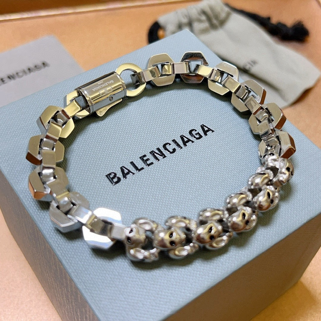 Geometric Emblem Bracelet in Polished Metal-Tone – Design 051 side detail