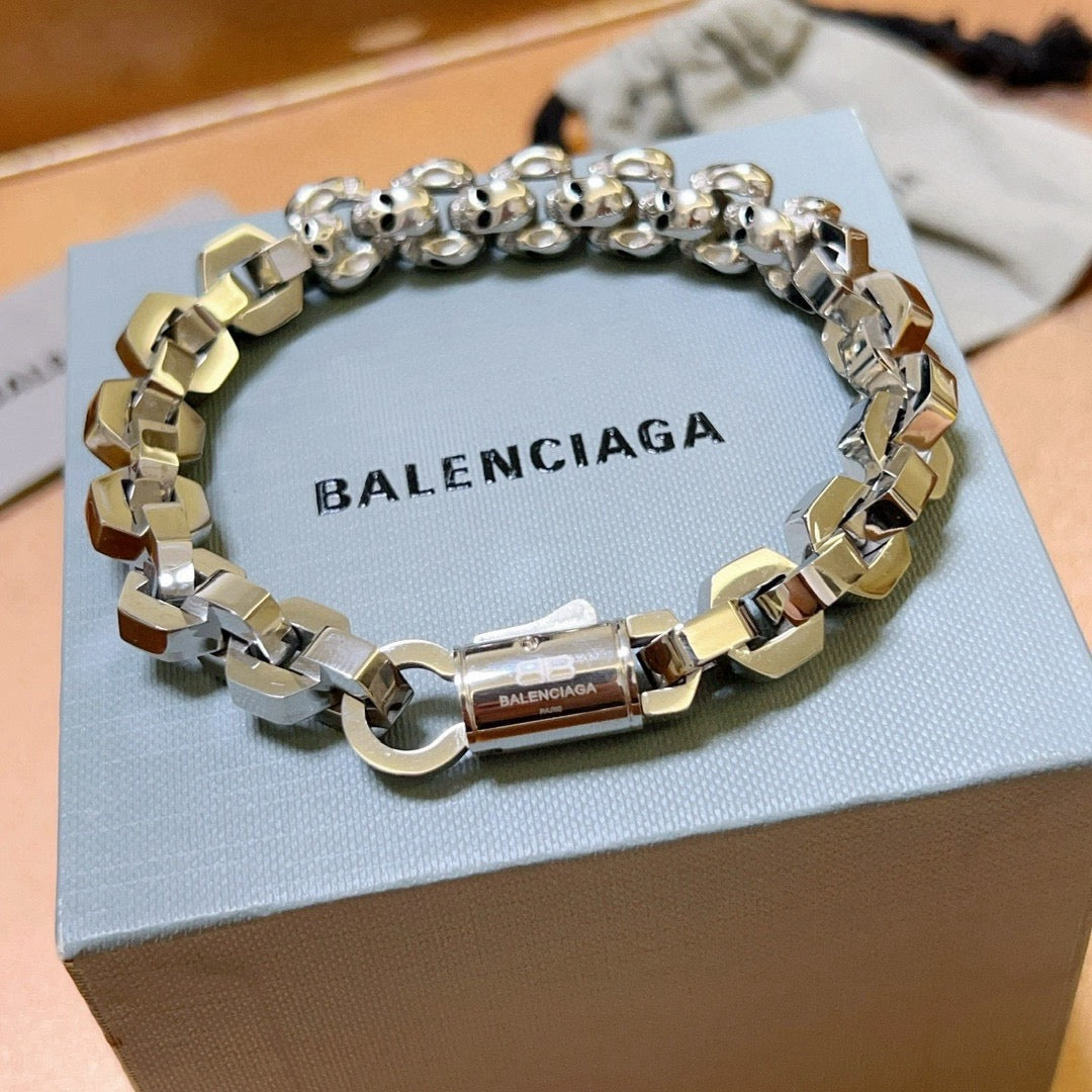 Geometric Emblem Bracelet in Polished Metal-Tone – Design 051 styled product view