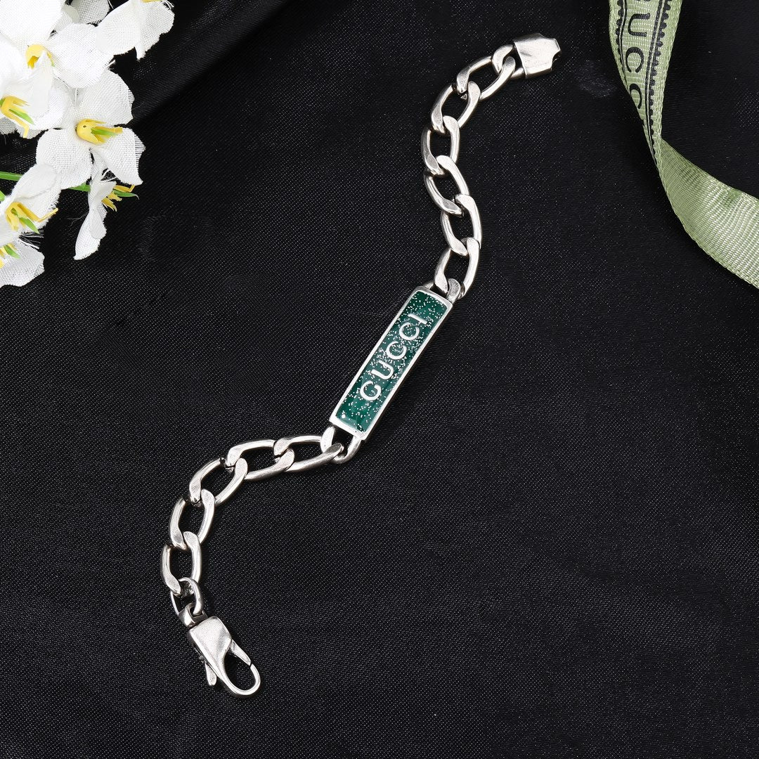 Double-G Emblem Bangle in Polished Metal-Tone – Design 029 styled product view