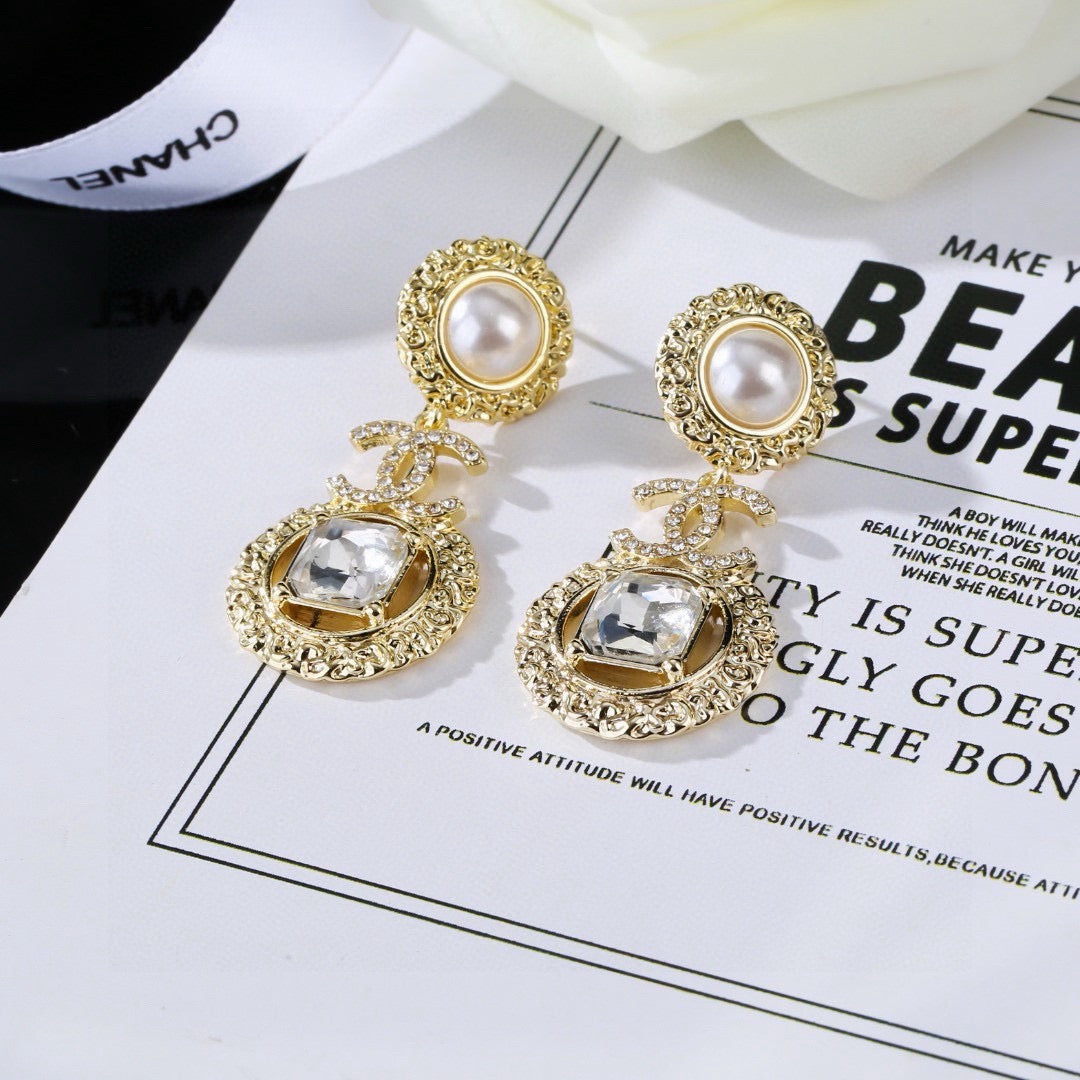Pearl Pearl-Detail Statement Earrings – Pearl Detail – Design 008 front product view