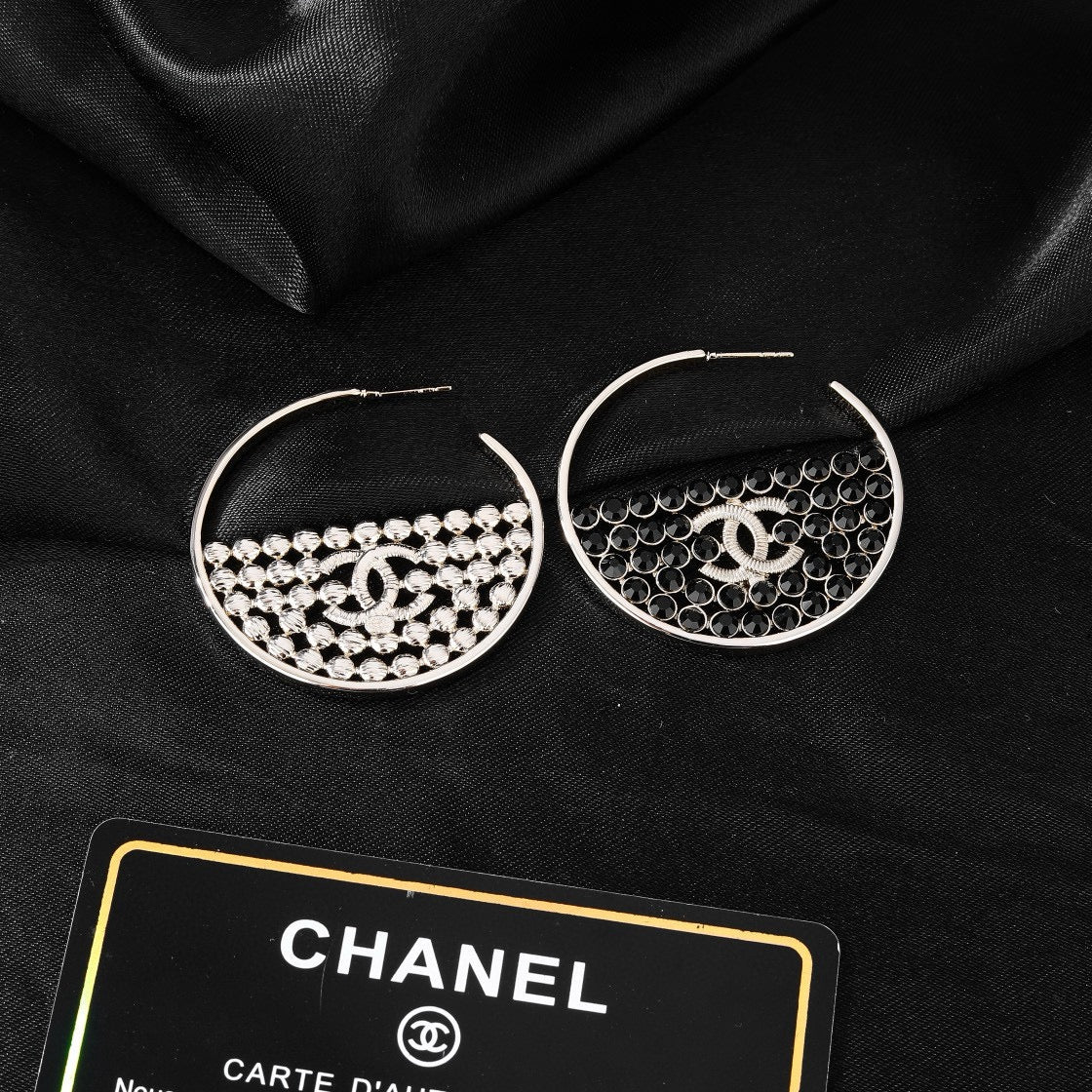 Signature Emblem Statement Earrings in Polished Metal-Tone – Design 037 close-up detail