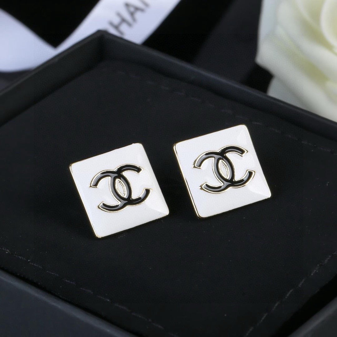 Signature Emblem Statement Earrings in Polished Metal-Tone – Design 036 close-up detail
