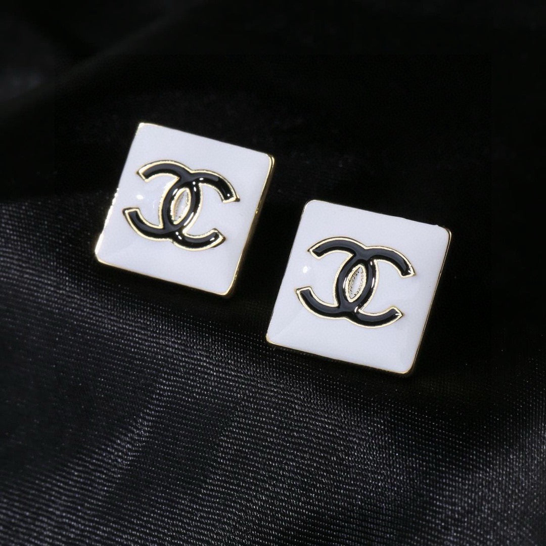Signature Emblem Statement Earrings in Polished Metal-Tone – Design 036 front product view