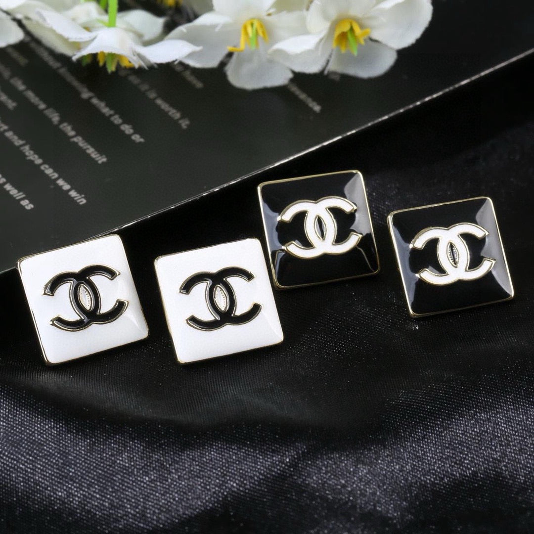 Signature Emblem Statement Earrings in Polished Metal-Tone – Design 036 front product view