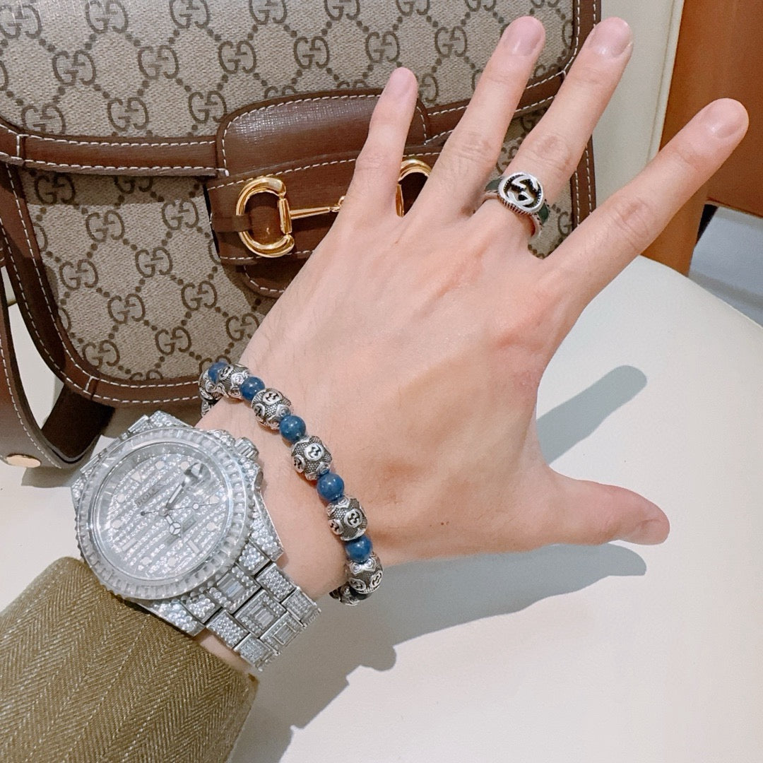 Geometric Emblem Bracelet in Polished Metal-Tone – Vintage Detail – Design 009 detail view