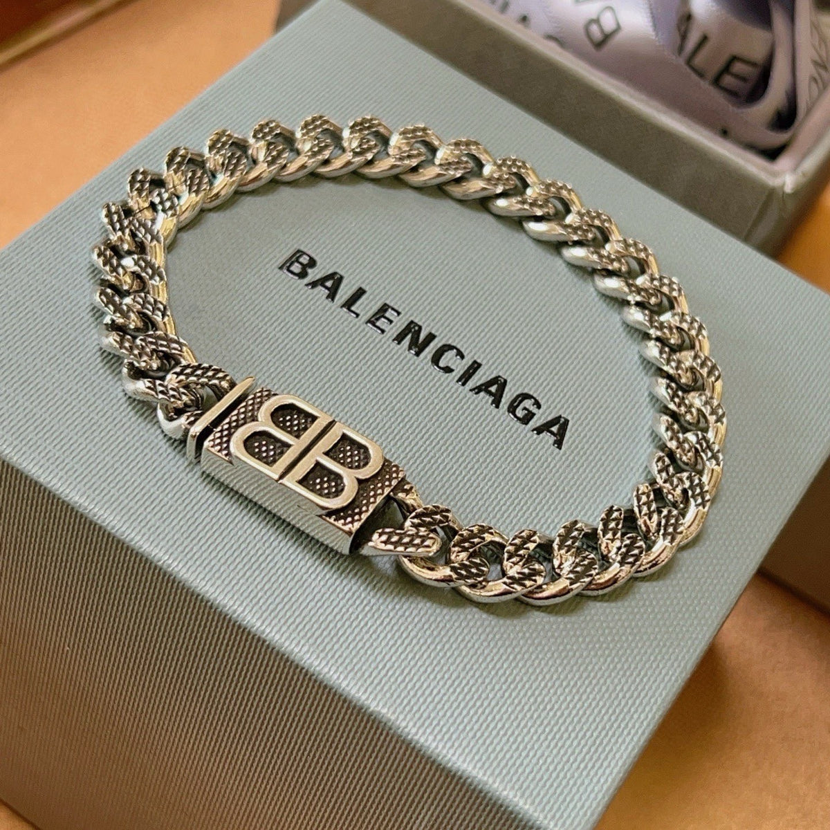 Geometric Emblem Bracelet in Polished Metal-Tone – Design 056 close-up detail
