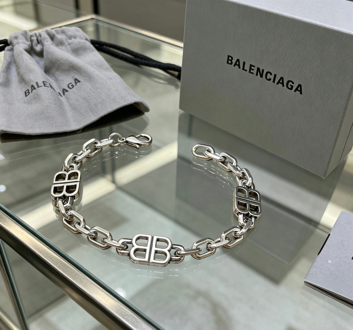 Geometric Emblem Bracelet in Polished Metal-Tone – Design 055 styled product view