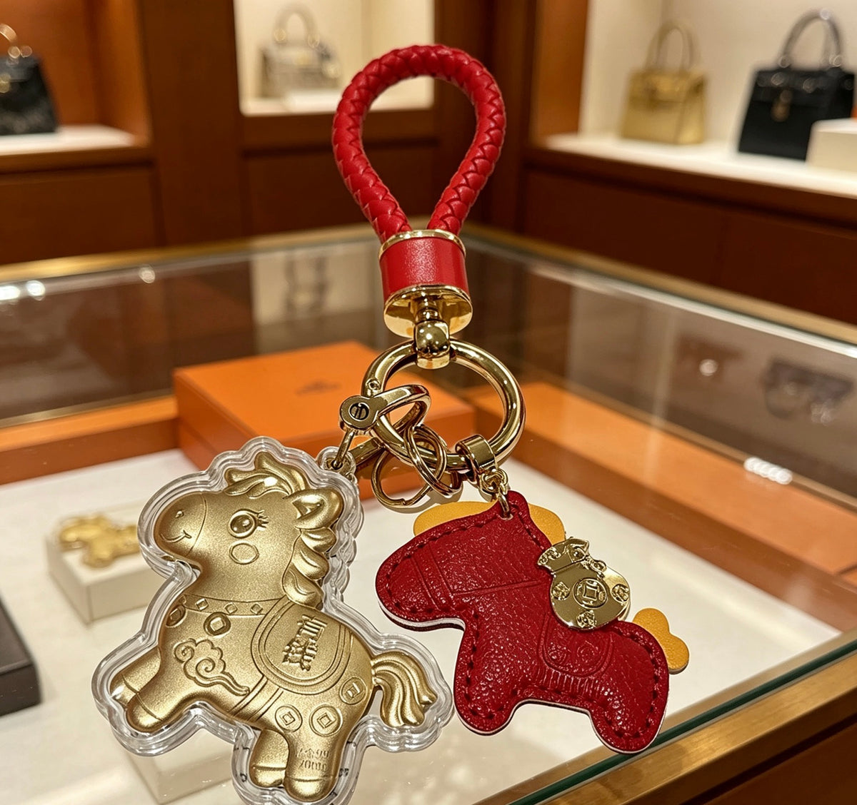 Horse Keychain in Gold-Tone detail view