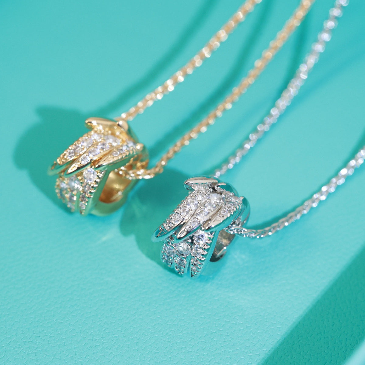 Signature Motif Pendant Necklace in Polished Metal-Tone – Design 02 detail view