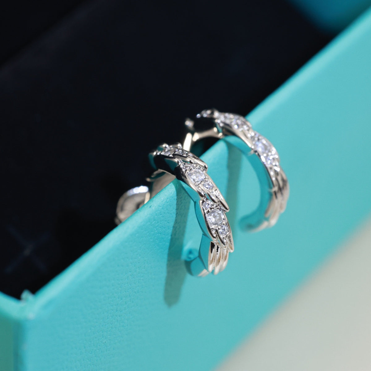 Signature Motif Stud Earrings in Polished Metal-Tone – Design 02 main product view