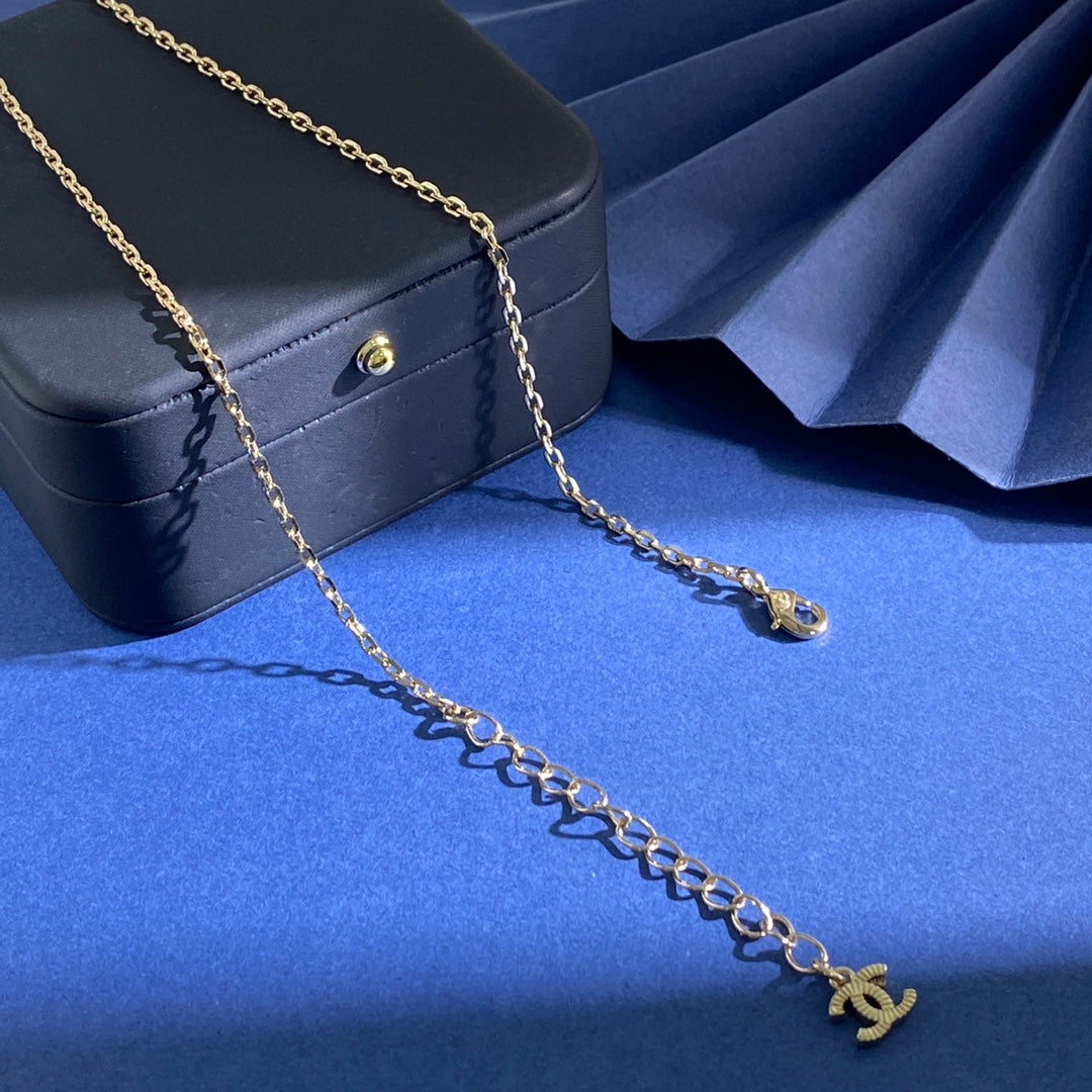 Double-C Emblem Crystal-Accent Pendant Necklace – Heart Detail – Design 009 main product view