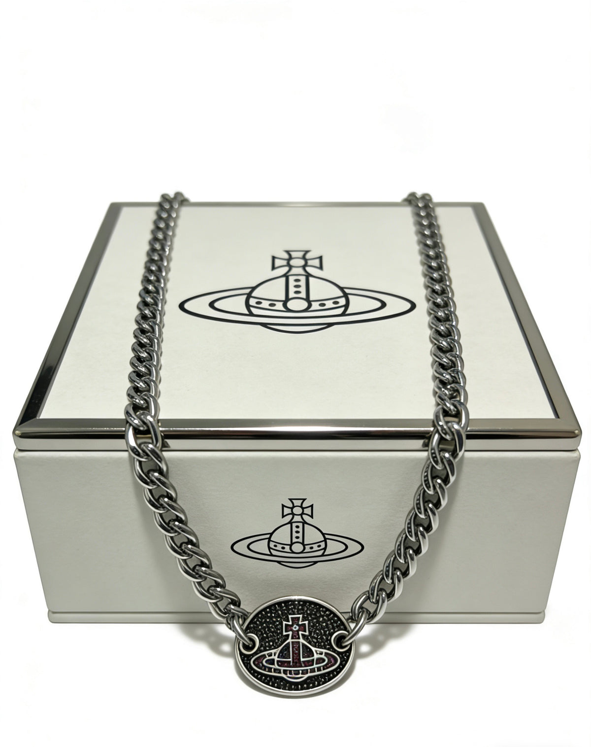 Orb Pendant Necklace in Polished Metal-Tone – Design 052 side detail