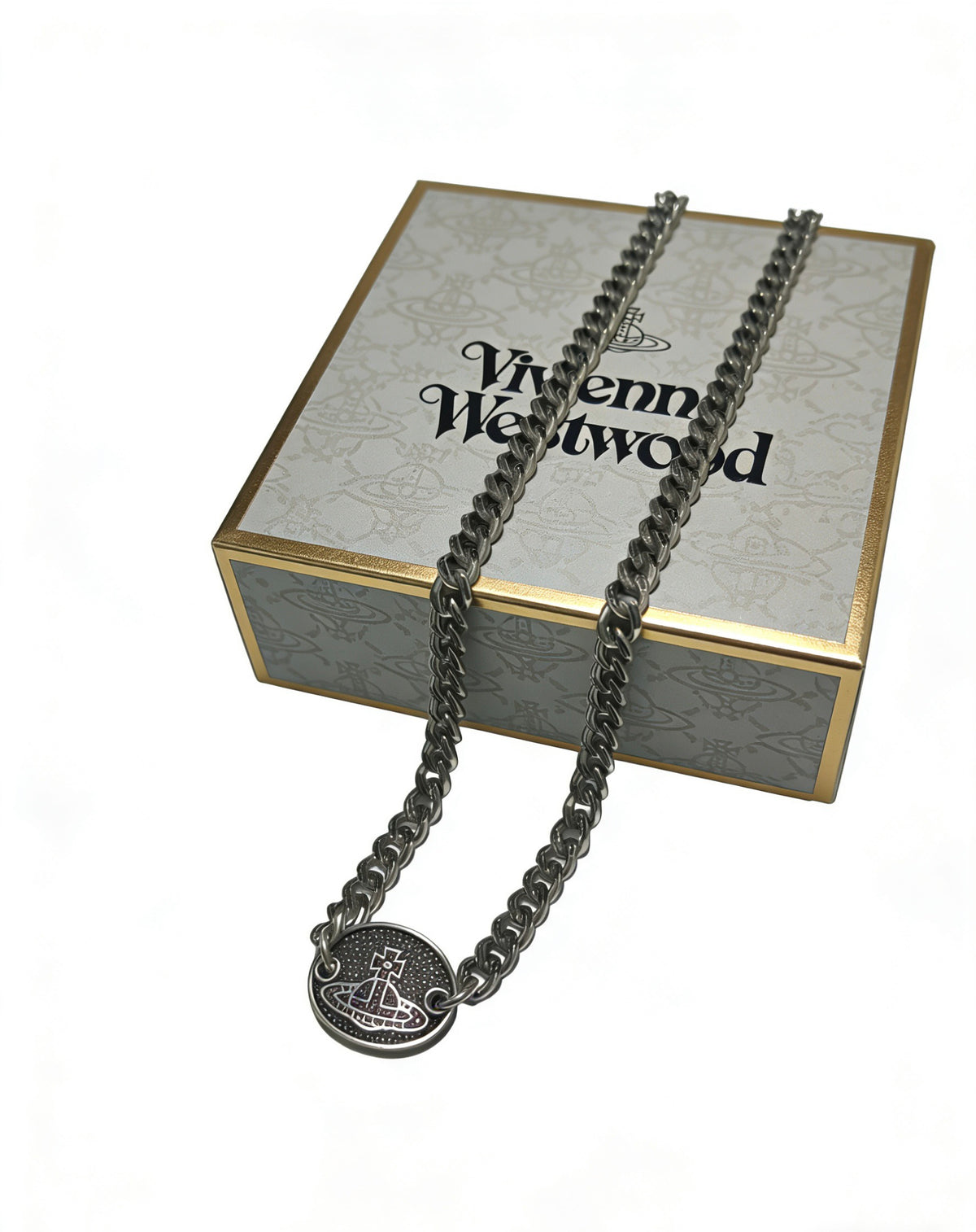 Orb Pendant Necklace in Polished Metal-Tone – Design 052 front product view