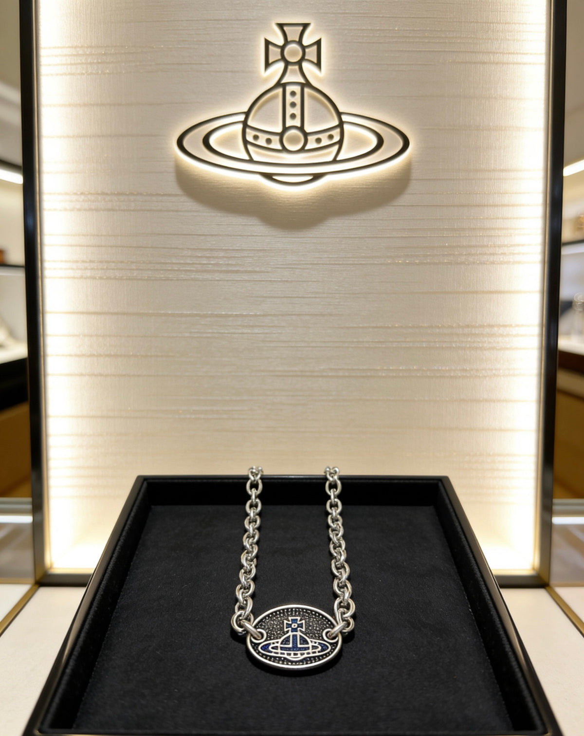 Orb Pendant Necklace in Polished Metal-Tone – Design 051 front product view