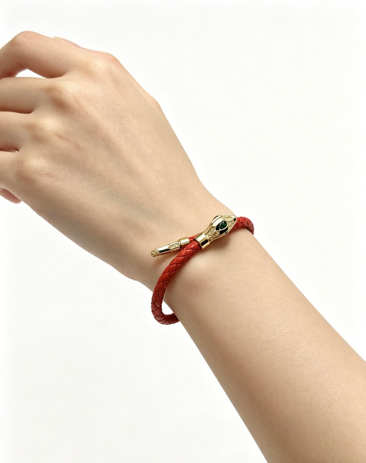 Geometric Emblem Braided Bracelet in Polished Metal-Tone – Design 016 close-up detail