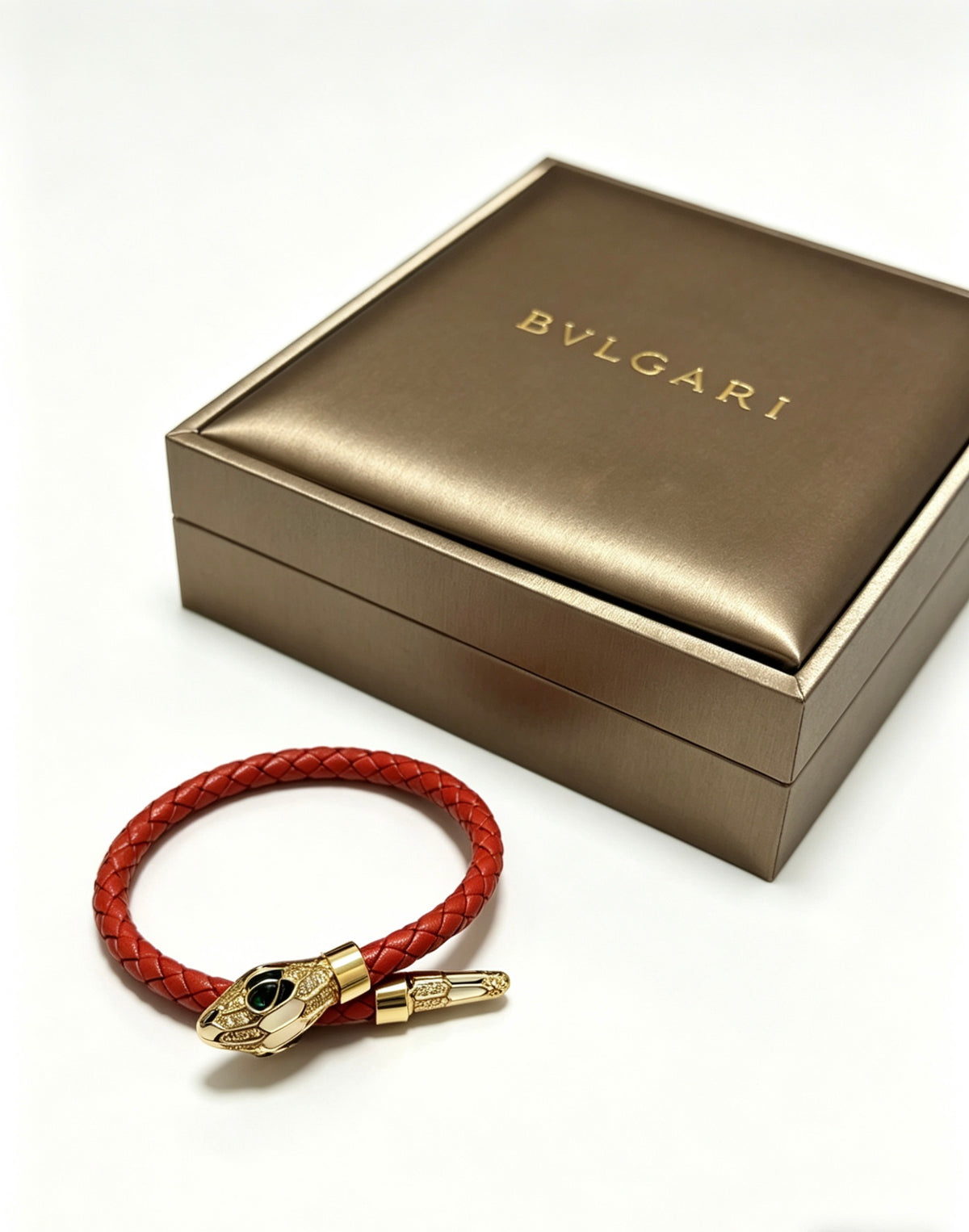Geometric Emblem Braided Bracelet in Polished Metal-Tone – Design 016 main product view
