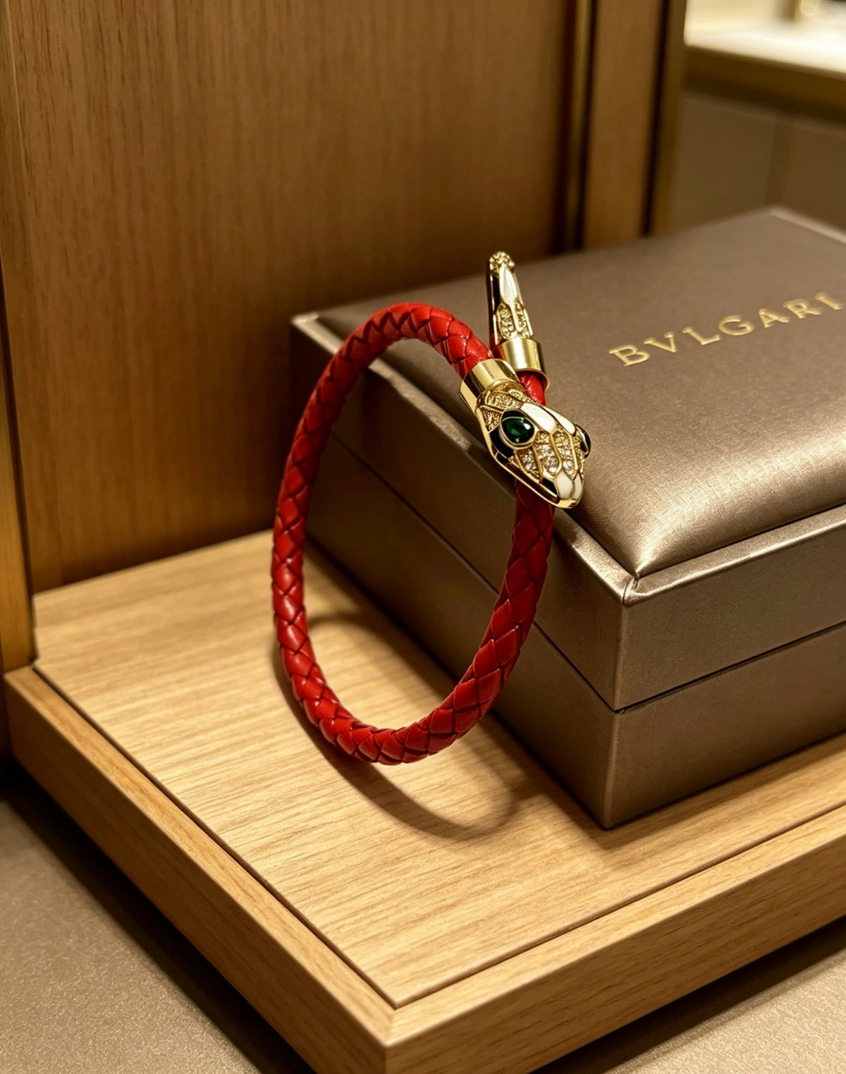 Geometric Emblem Braided Bracelet in Polished Metal-Tone – Design 016 main product view