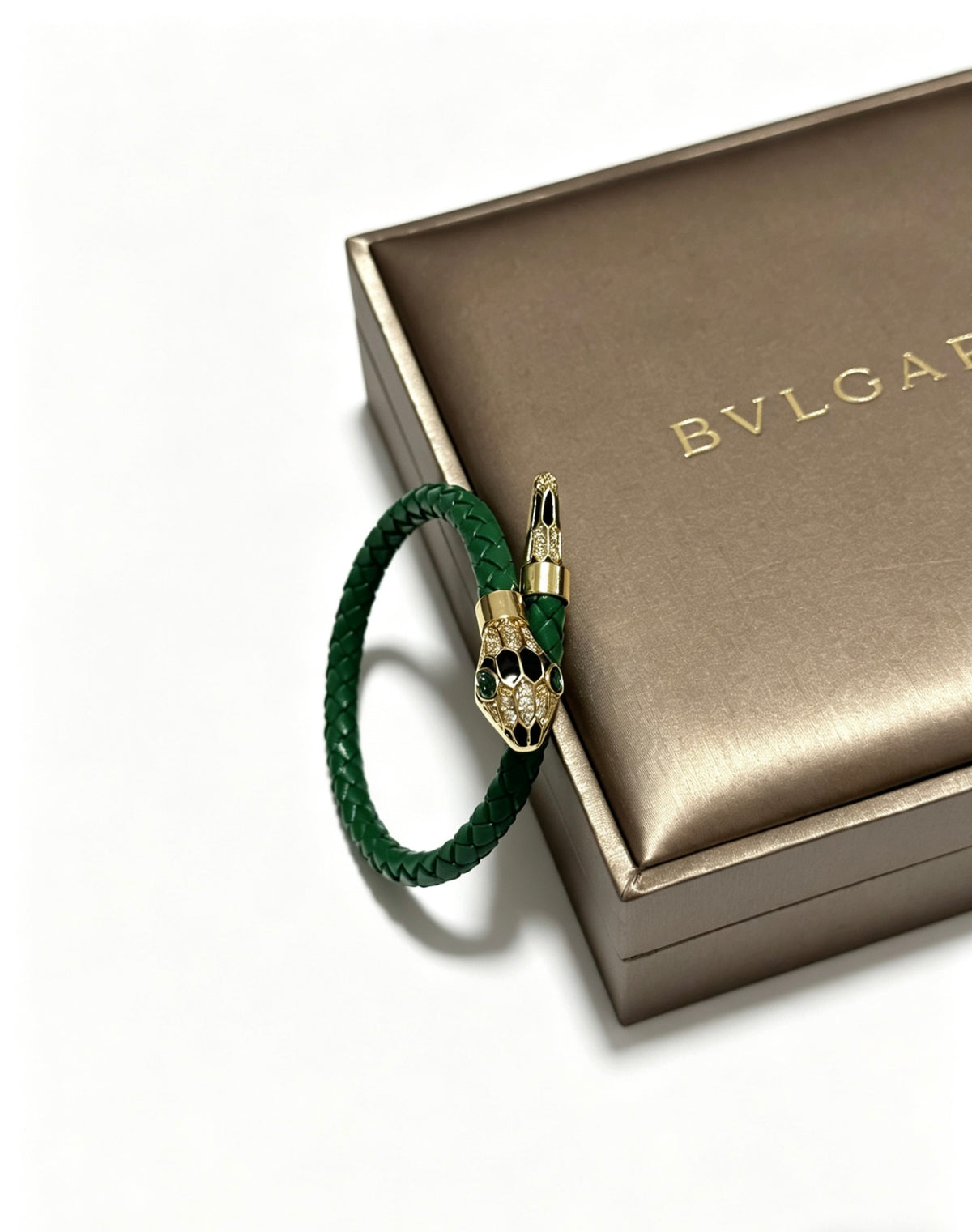 Geometric Emblem Braided Bracelet in Polished Metal-Tone – Design 013 main product view