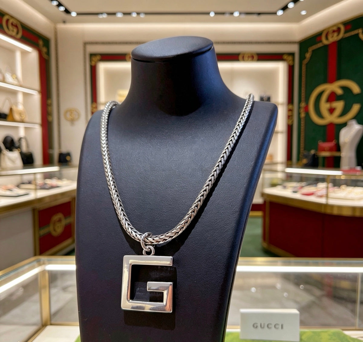 Double-G Emblem Pendant Necklace in Gold-Tone – Design 017 main product view
