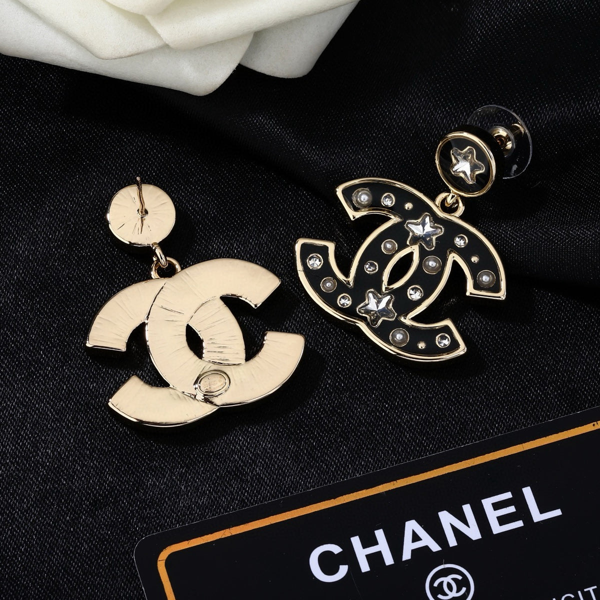 Signature Emblem Statement Earrings in Polished Metal-Tone – Design 040 close-up detail