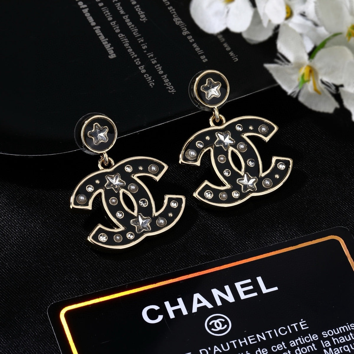Signature Emblem Statement Earrings in Polished Metal-Tone – Design 040 front product view