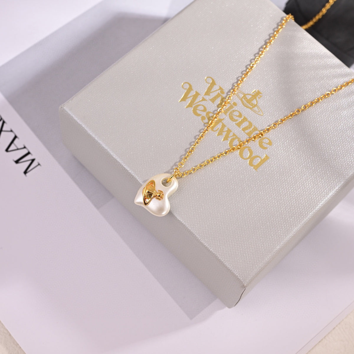 Orb Pendant Necklace in Polished Metal-Tone – Design 058 detail view