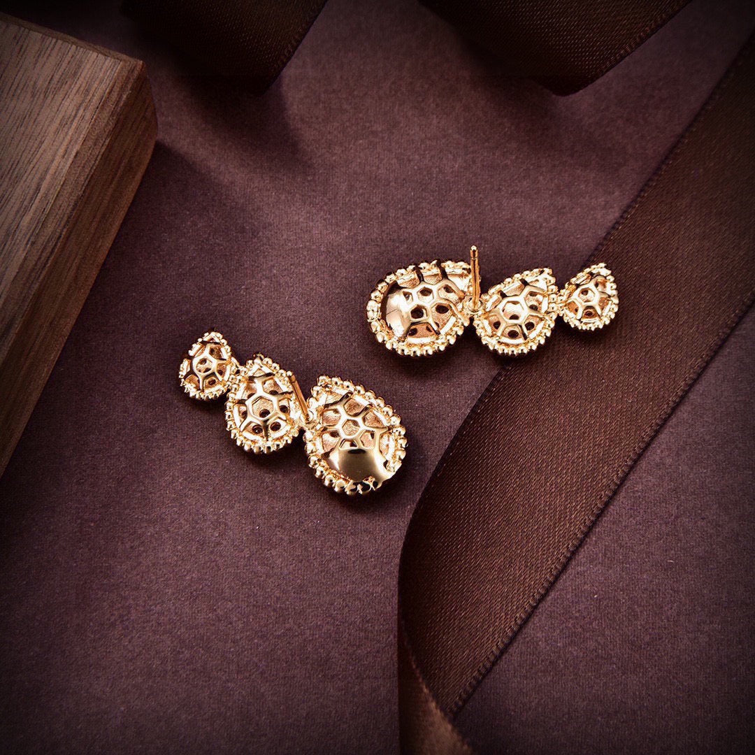 Signature Emblem Stud Earrings in Polished Metal-Tone – Design 090 front product view