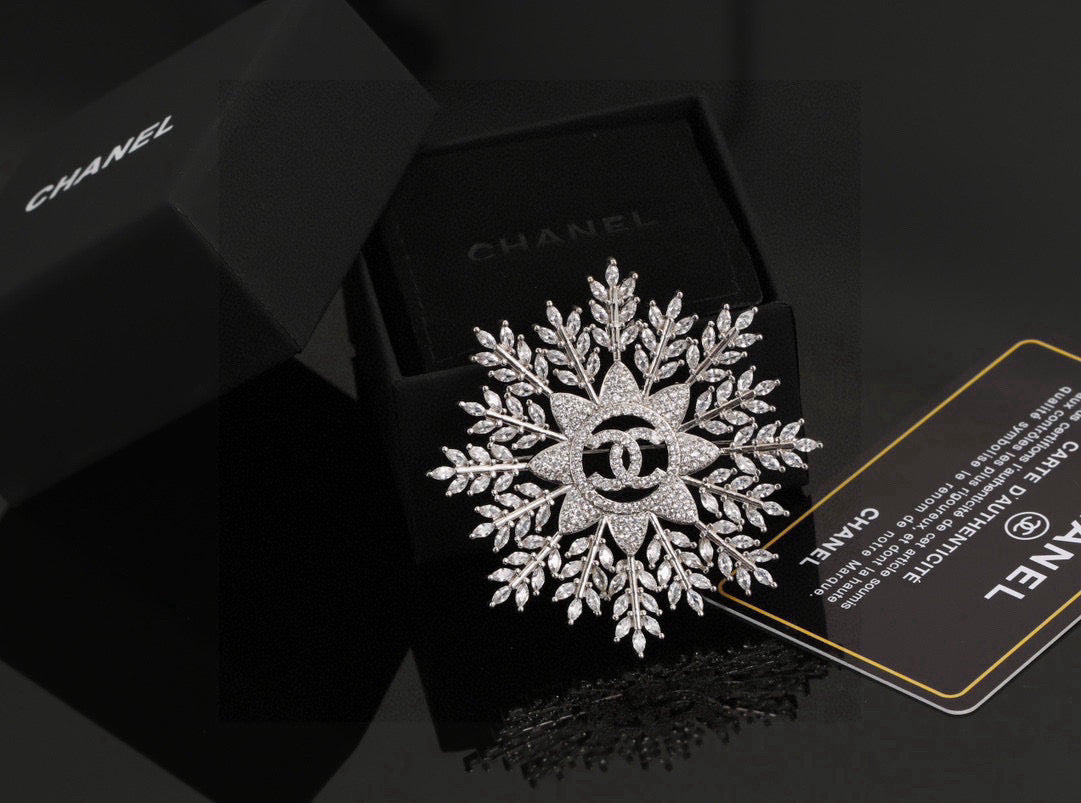 Double-C Emblem Brooch in Polished Metal-Tone – Design 055 main product view