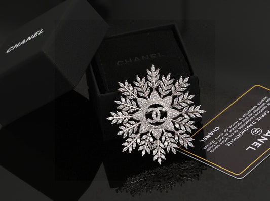 Double-C Emblem Brooch in Polished Metal-Tone – Design 055 main product view