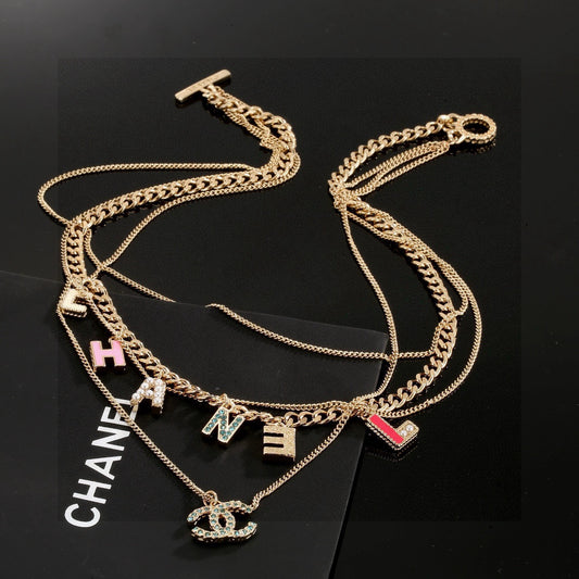 Double-C Emblem Crystal-Accent Pendant Necklace – Design 042 main product view
