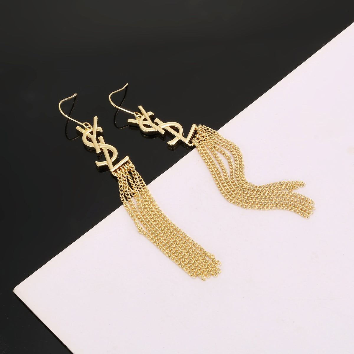 Geometric Emblem Stud Earrings in Polished Metal-Tone – Design 008 detail view