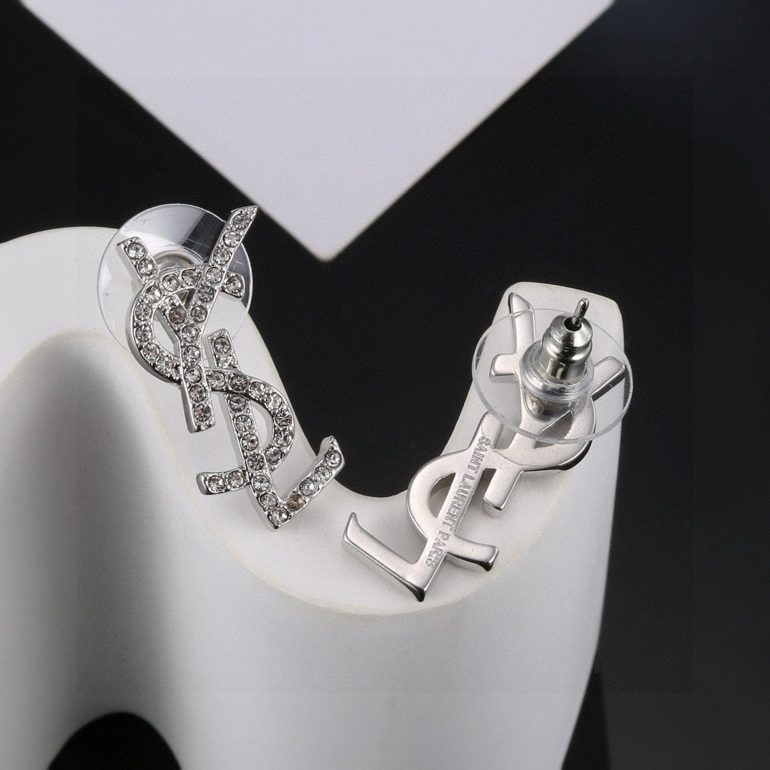 Geometric Emblem Stud Earrings in Polished Metal-Tone – Design 006 main product view
