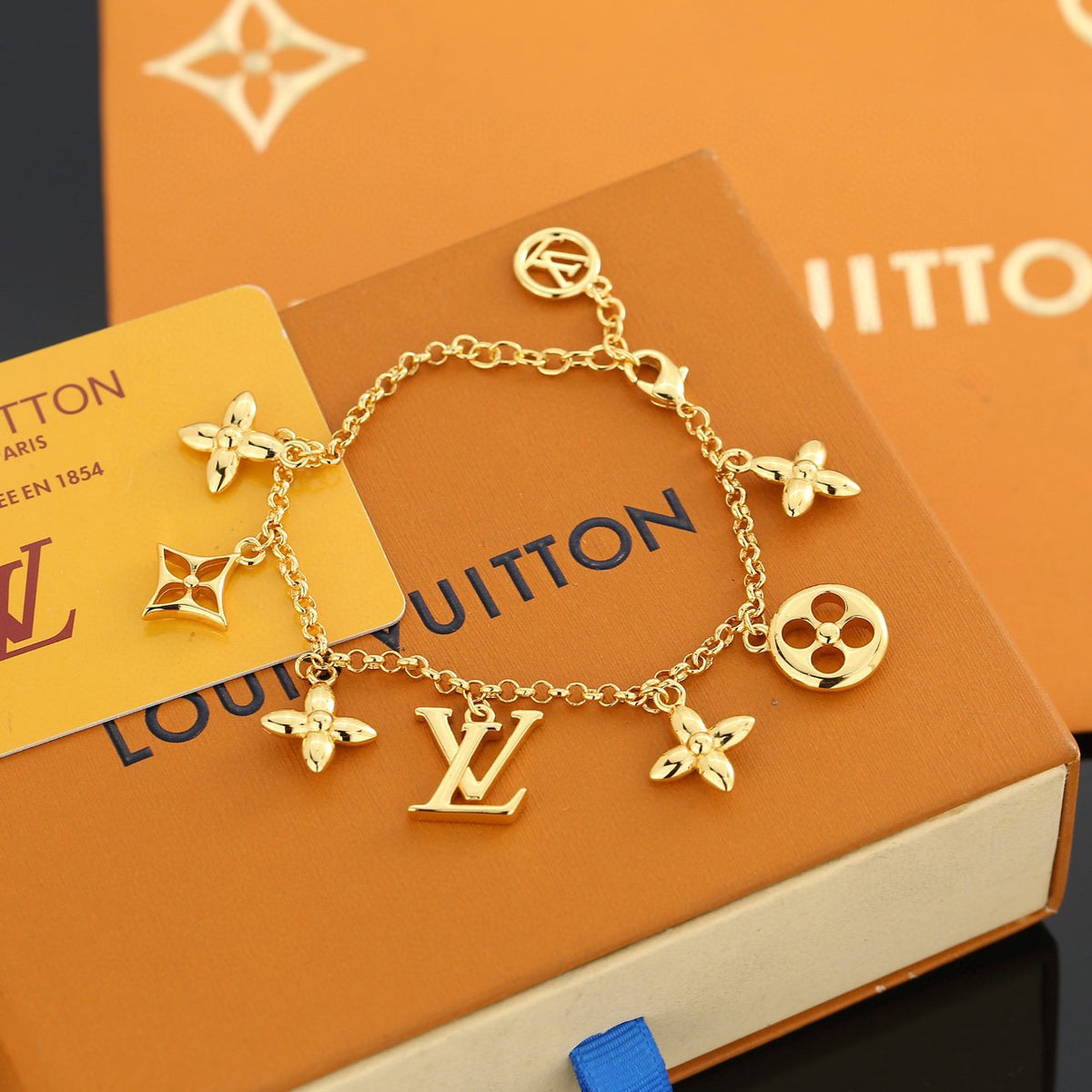 Letter Emblem Bracelet in Polished Metal-Tone – Design 034 front product view